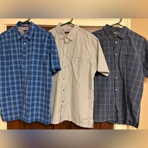 Van Heusen Traveller SS Shirts (3) - 16/16.5, Blue, Dk Blue, Gray - Cotton/Poly